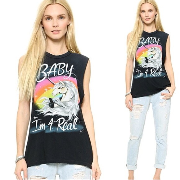 SO SOFT☁️UNIF I’m 4 Real Unicorn Muscle Tee - Picture 1 of 5